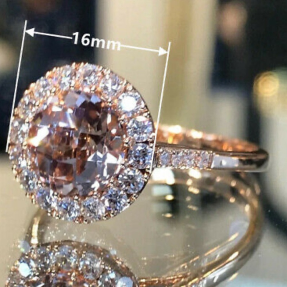 New 18k rose gold plated champagne ring - Picture 2 of 2